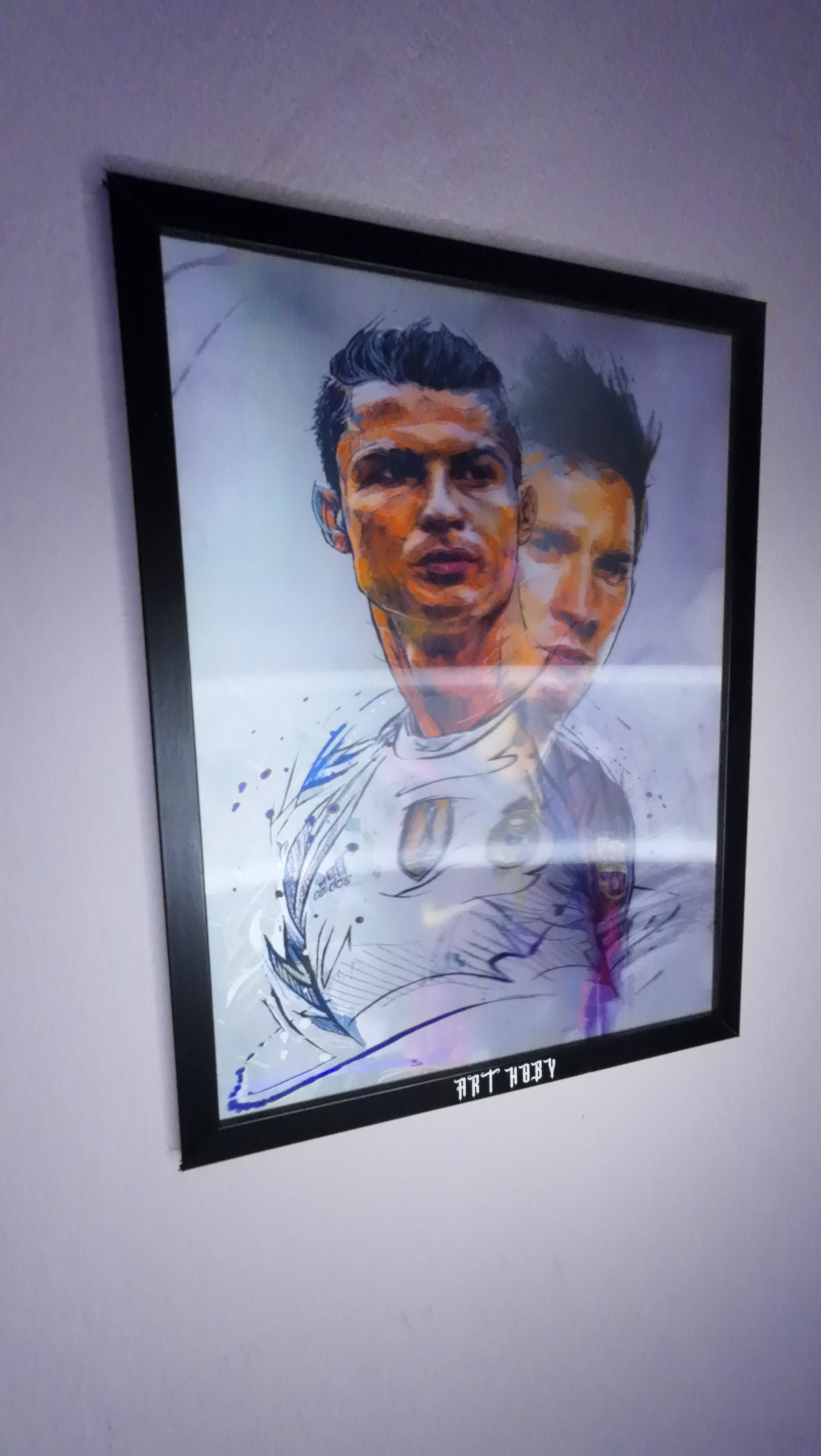 Lionel Messi & Cristiano Ronaldo Tablosu – 3D Efektli Suluboya Stil (Lenticular)