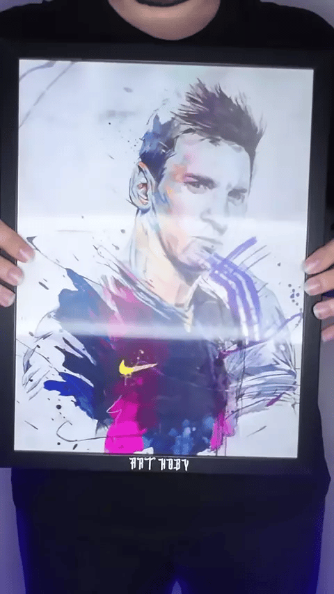Lionel Messi & Cristiano Ronaldo Tablosu – 3D Efektli Suluboya Stil (Lenticular)