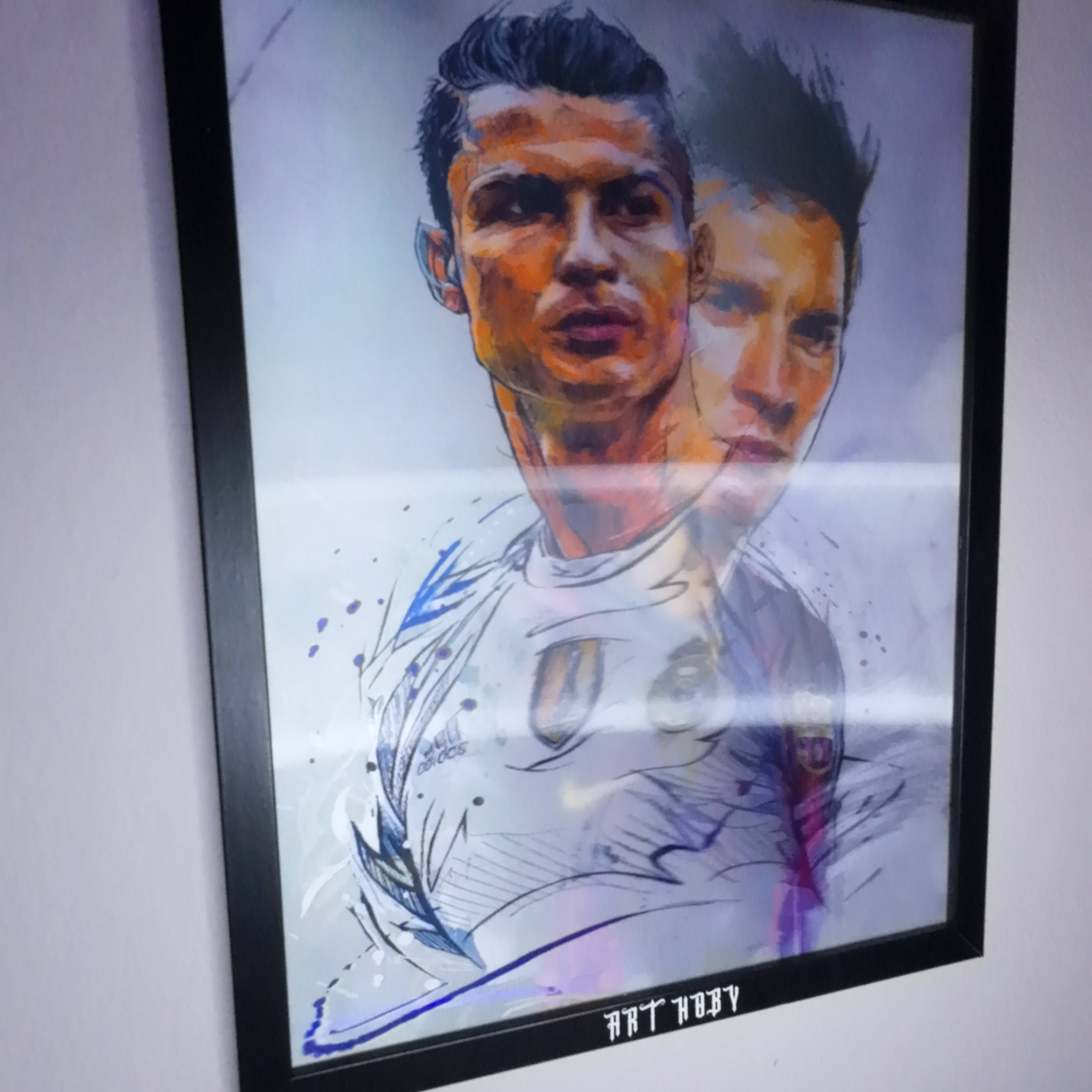 Lionel Messi & Cristiano Ronaldo Tablosu – 3D Efektli Suluboya Stil (Lenticular)