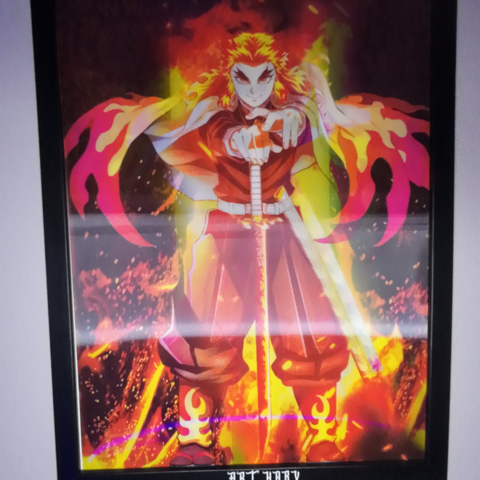 Rengoku Kimetsu no Yaiba Tablo – Ateş Temalı Duvar Posteri (Lenticular)