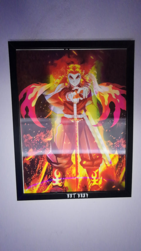 Rengoku Kimetsu no Yaiba Tablo – Ateş Temalı Duvar Posteri (Lenticular)