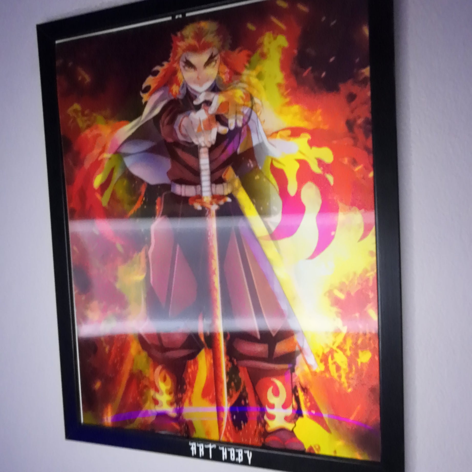 Rengoku Kimetsu no Yaiba Tablo – Ateş Temalı Duvar Posteri (Lenticular)