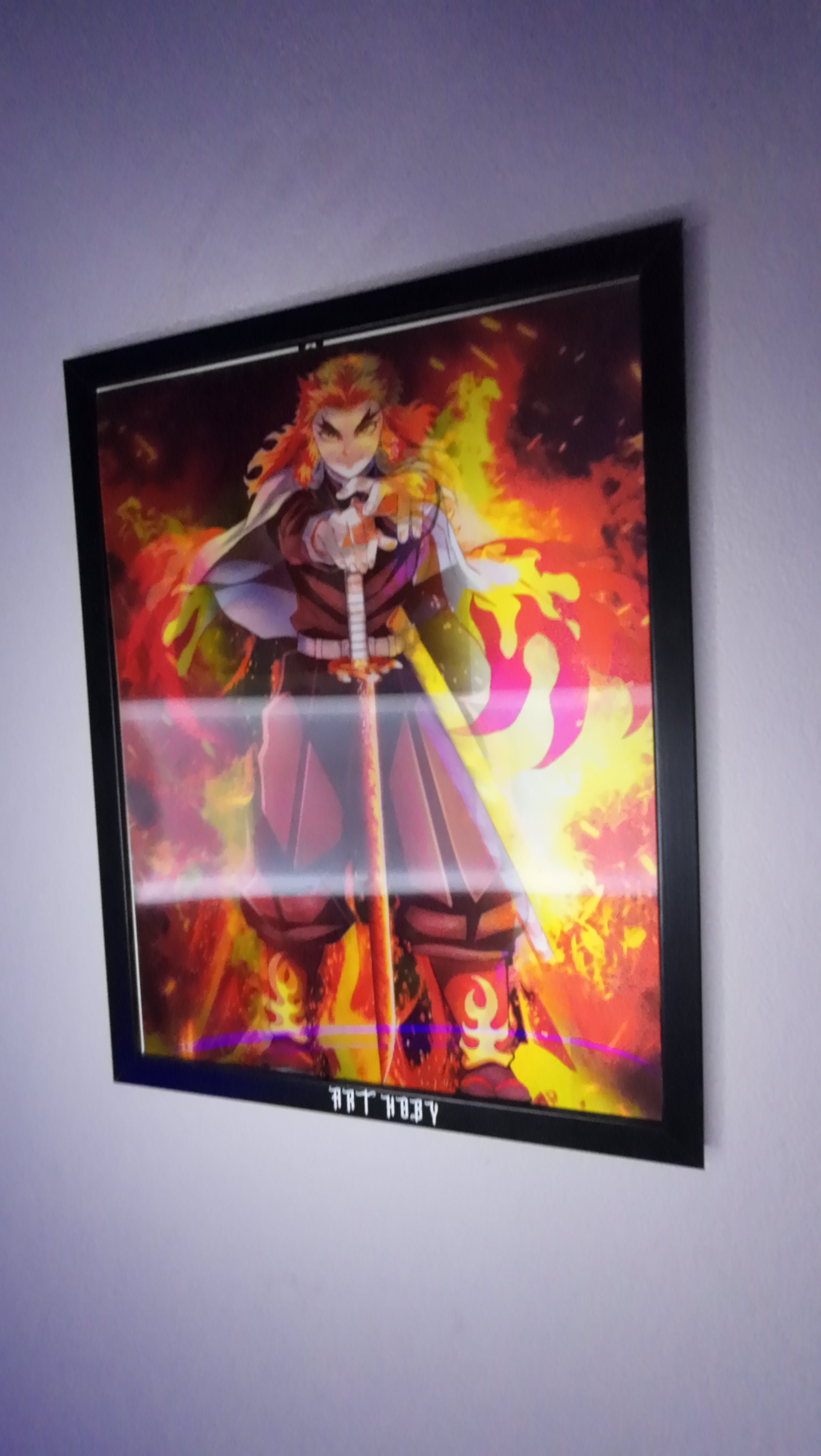 Rengoku Kimetsu no Yaiba Tablo – Ateş Temalı Duvar Posteri (Lenticular)