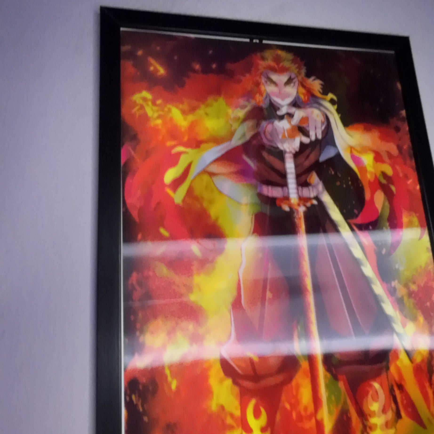 Rengoku Kimetsu no Yaiba Tablo – Ateş Temalı Duvar Posteri (Lenticular)