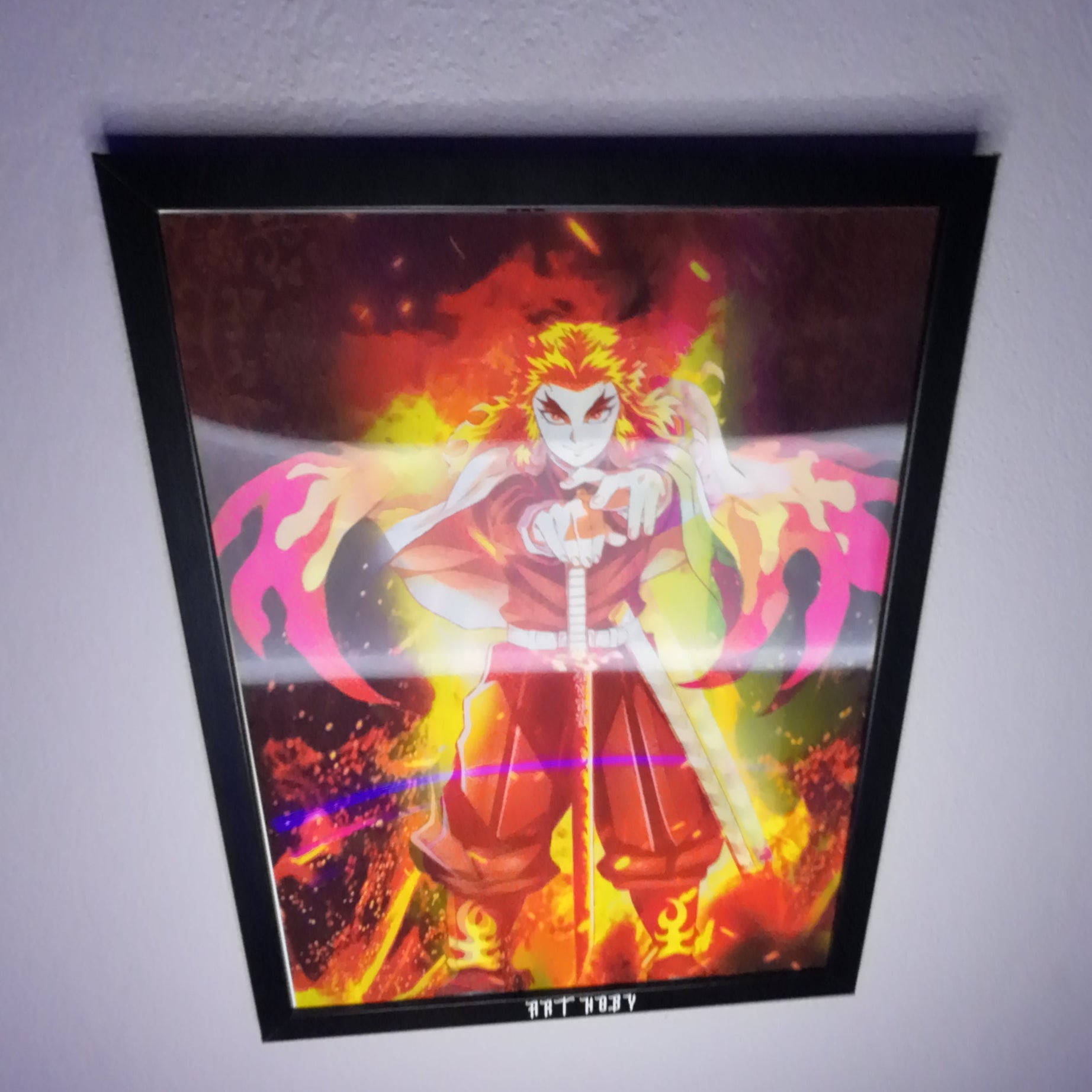 Rengoku Kimetsu no Yaiba Tablo – Ateş Temalı Duvar Posteri (Lenticular)