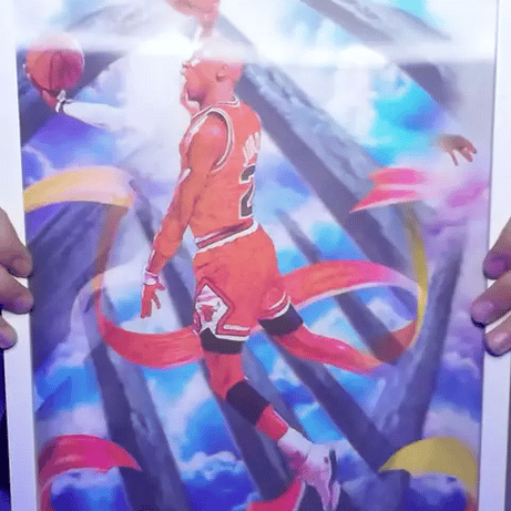 Jordan x LeBron Değişen Görselli Tablo - Hareketli 3D Görsel (Lenticular)